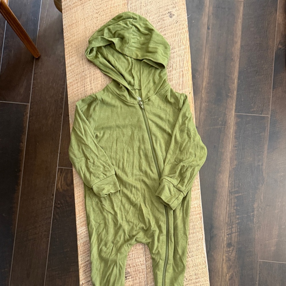 Kyte BABY Olive Bamboo Jersey hooded jumpsuit
